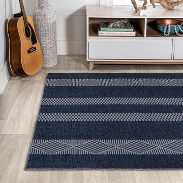 Nautisk Trellis Stripe Machine-washable Area Rug